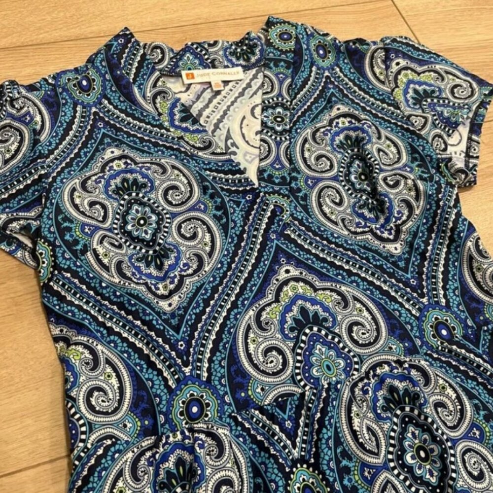 Jude Connally Women's Navy Tiered Midi Dress Sz Lg MSRP $228 - Picture 3 of 5